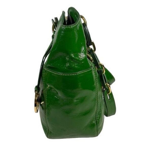 Michael Kors Lillie Purse Kelly Lime Green Gold Hobo Leather Chain Handbag Tote - Picture 6 of 16